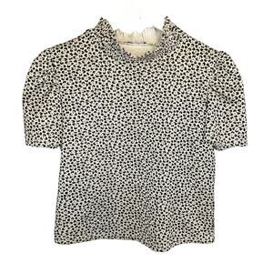 [Zara] Leopard Print Smocked Mock Neck Women's Blouse Top